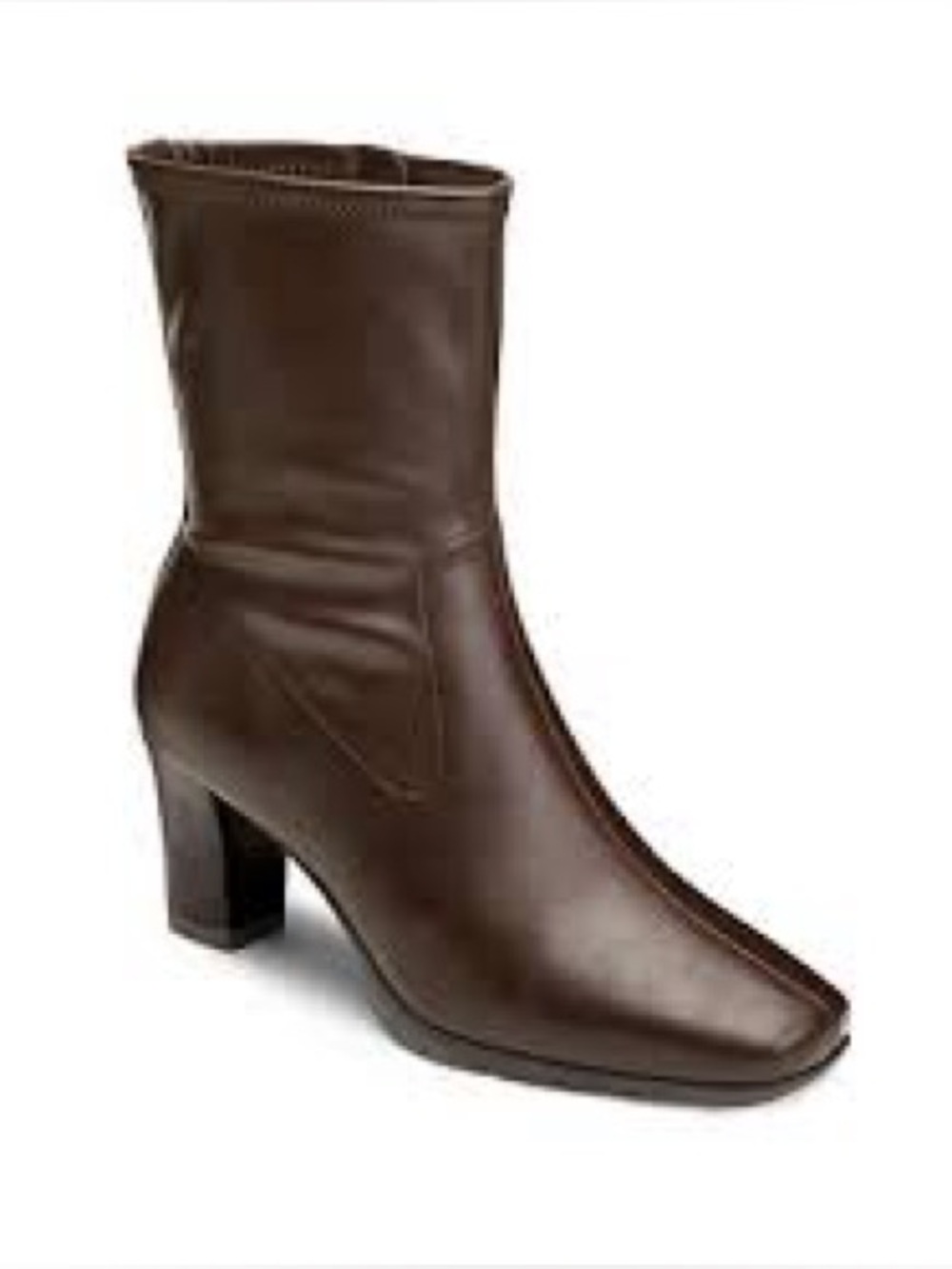 AEROSOLES New in Box Dark Brown Square Toe Ankle Booties Side Zipper, Size 7.5